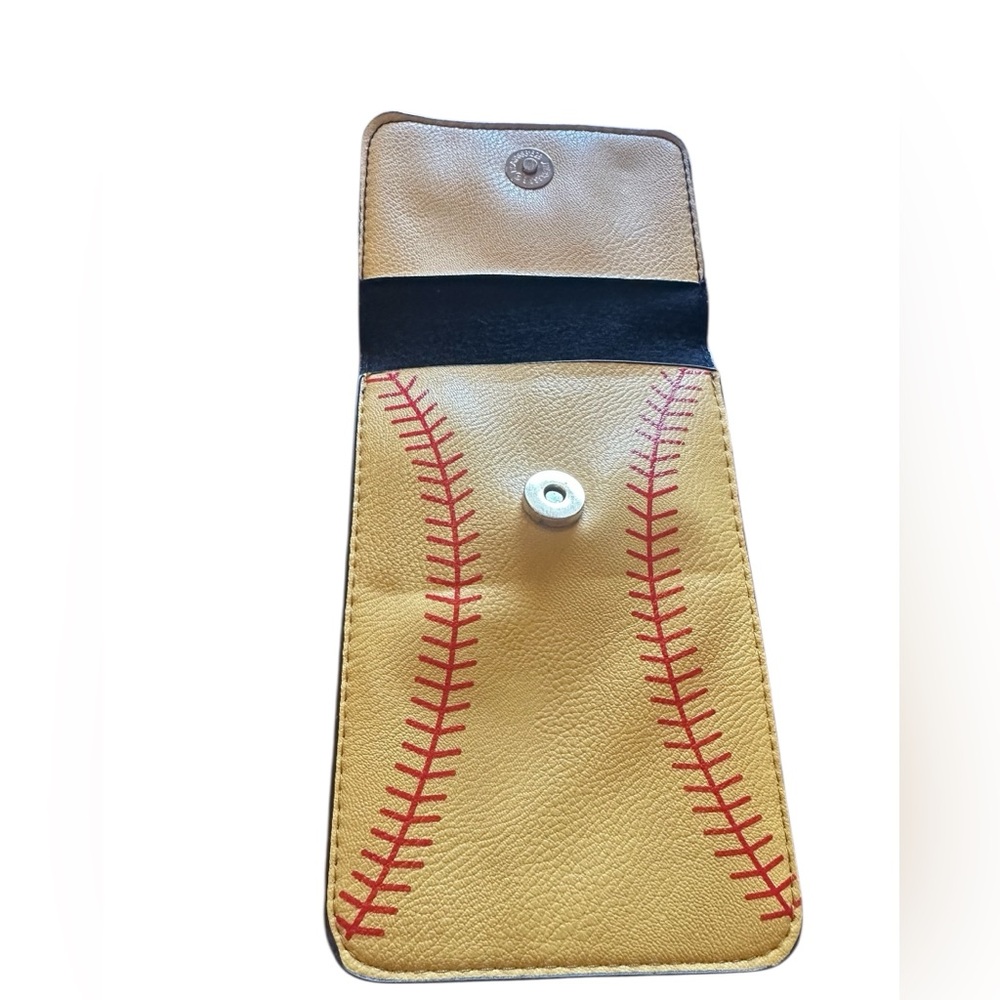 Mustard Baseball Leather Crossbody Purse - Picture 3 of 9